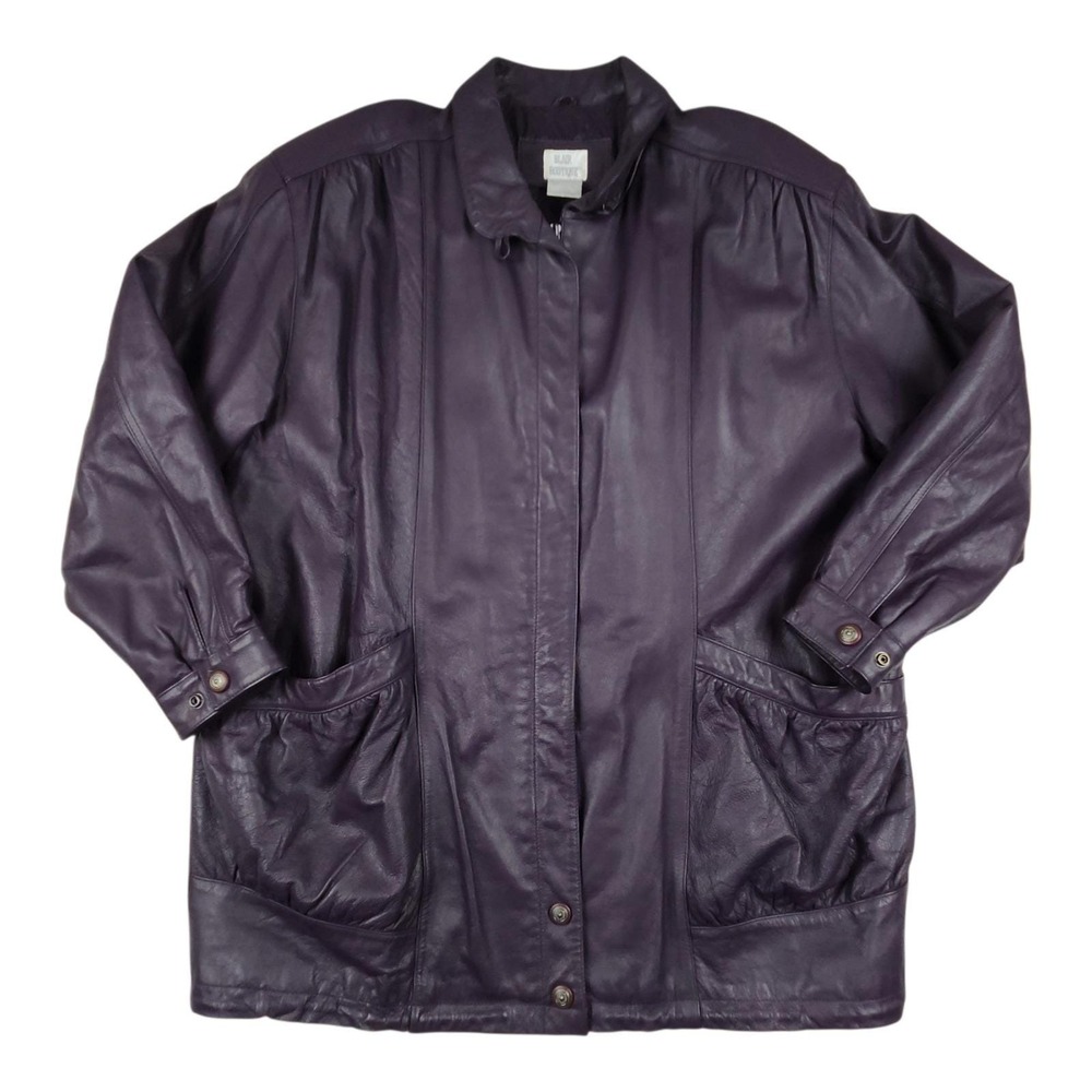 Vintage 90s Blair Boutique Purple Leather Jacket 3XL Quilted Lined Coat‎